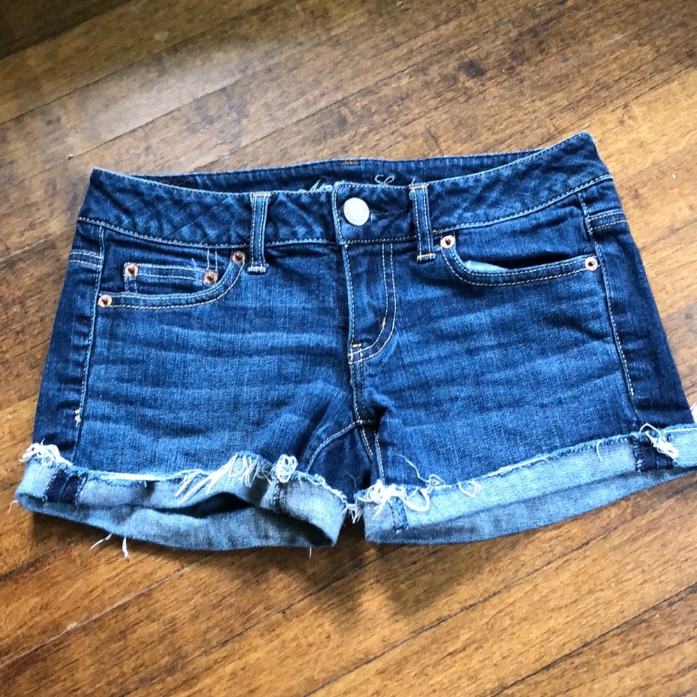 American Eagle Blue Denim Cutoff Short Shorts Sz 2